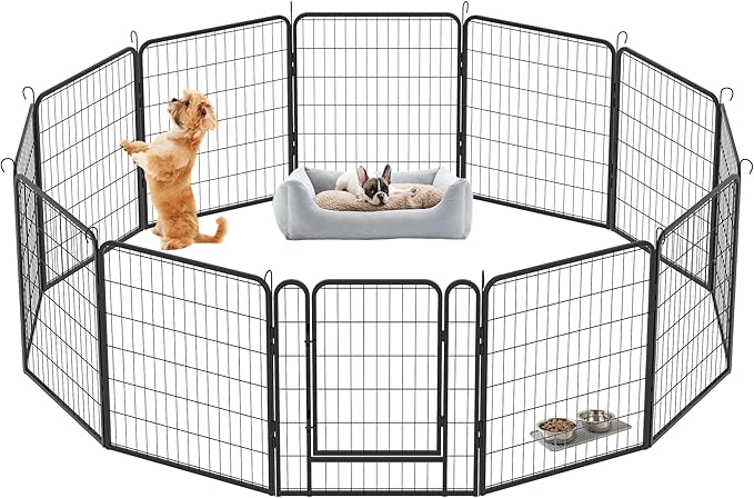 KEIKI 16 Panels 31.7" H Heavy Duty Metal Playpen with Door for Dog Fence,Pet Exercise Pen Versatile Shape for Outdoor Indoor