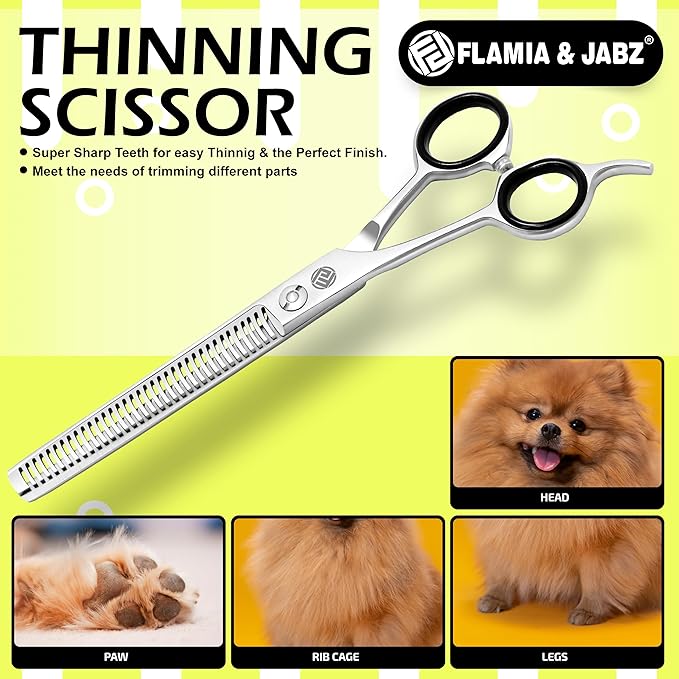 Professional Dog Grooming Thinning Scissors/Blender Shears for Dogs, Cats & Pets (Right Handed, Stainless Steel 7.5 Inch)