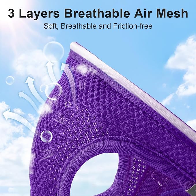 Light Up Dog Harness,LED Dog Harness Rechargeable, Lighted Dog Vest Harness for Night Walking,Reflective Safety Vest for Small Medium Large Dogs,Adjustable Soft Mesh,Purple,M