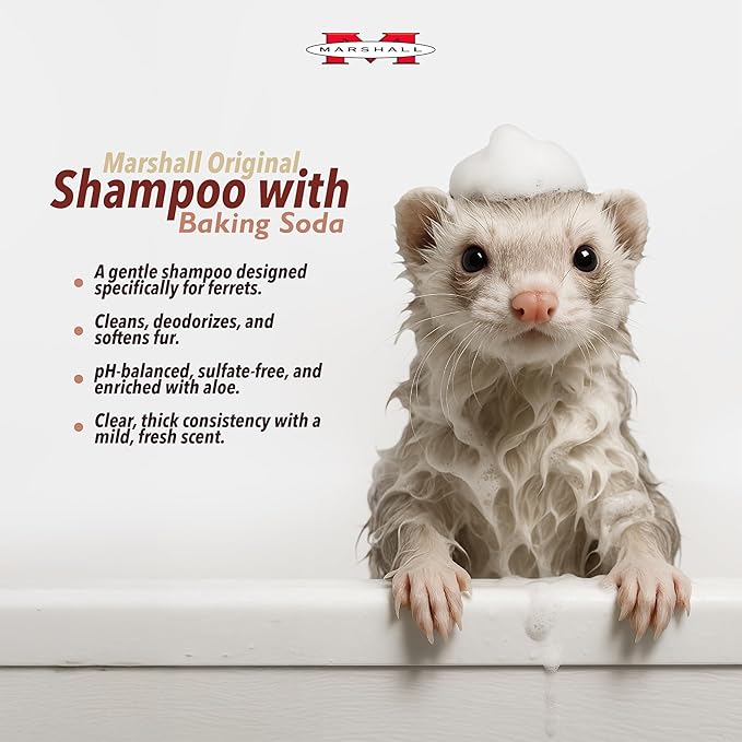 Marshall Pet Products Ferret Shampoo - Original Formula with Baking Soda, 8 oz - Gentle Cleaning, Odor Control, and Long-Lasting Freshness for Ferret Coats