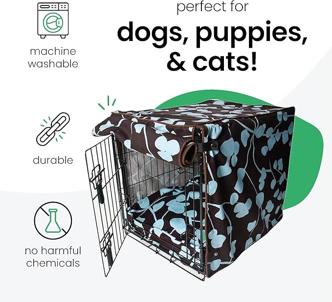 Molly Mutt Your Hand in Mine Dog Crate Cover, 100% Cotton Canvas Cover with 2 Roll-Up Panels, Ideal for Dog or Cat Crate, Durable, Washable, and Free of Harmful Chemicals, 36" x 24" x 27"