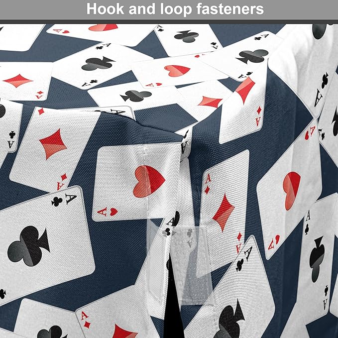 Lunarable Casino Dog Crate Cover, Realistic Style Random Scattered Playing Cards Leisure Time Hobby Games, Easy to Use Pet Kennel Cover for Cats & Medium Dogs, 30 Inch, Cadet Blue Black Red