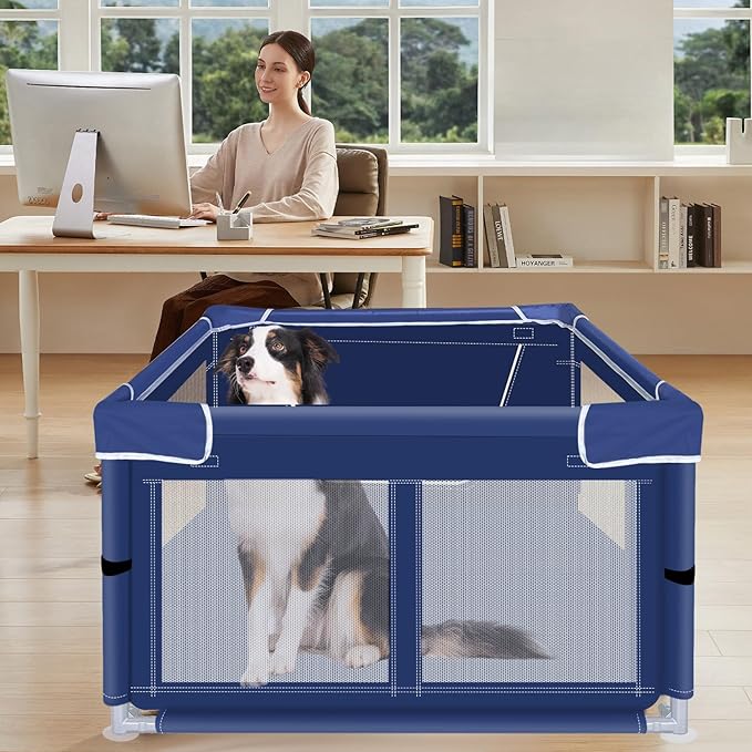 42 Inches Dog Playpens，Puppy Playpen with Gate for Puppies or Small Dogs, Dog Fence Pet Playpen for Indoor & Outdoor