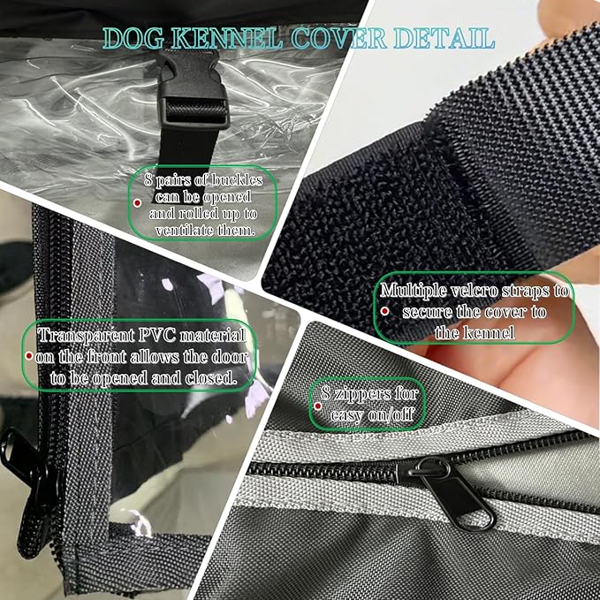 NGB Outdoor Dog Kennel Cover,4'Dx4'Wx4.5'H 600d Heavy Duty Waterproof Dog Cages Cover for Multiple Brands of Dog Kennels,Full Coverage Windproof Anti-UV,Cover Only,Black.（No Kennel）
