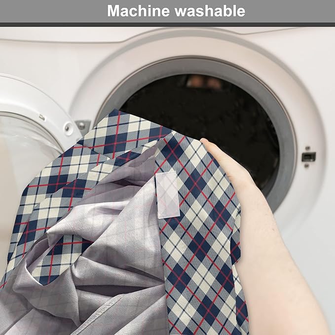 Lunarable Plaid Dog Crate Cover, Celtic Fashion Diagonal Retro Style Classical Irish Culture Inspiration, Easy to Use Pet Kennel Cover for Medium Large Dogs, 42 Inch, Night Blue Red Beige