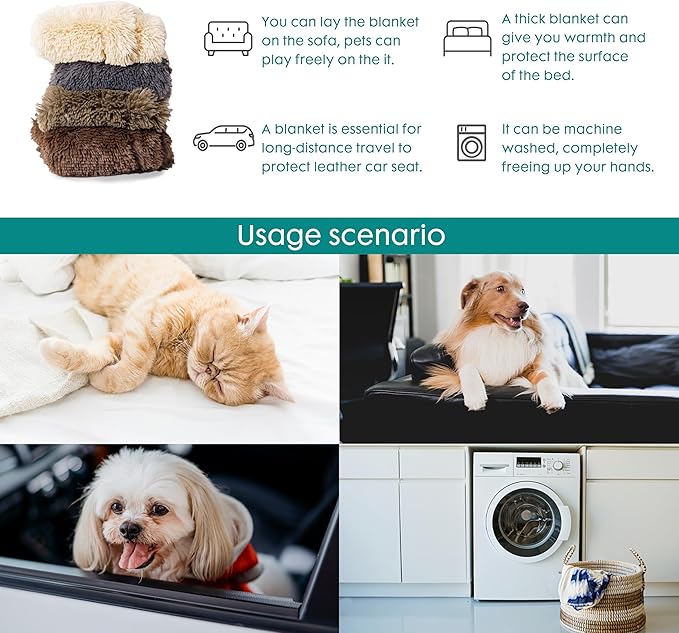 gogobunny Waterproof Plush Long Faux Fur Pet Throw Blanket Ultra Soft Fluffy Bed Couch Cover Washable - Premium Flannel Calming Blankets for Dog Puppy Cat (50x60 Inch (Pack of 1), Chocolate)