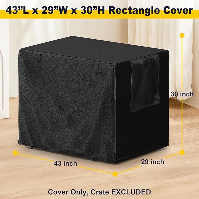 DEROFIT Dog Crate Cover for 43 Inches Wire Cage, 43L x 29W x 30H inch Heavy Duty Lattice Pet Kennel Covers for Medium Metal Crate, Heavy Duty Oxford Fabric, Machine Wash