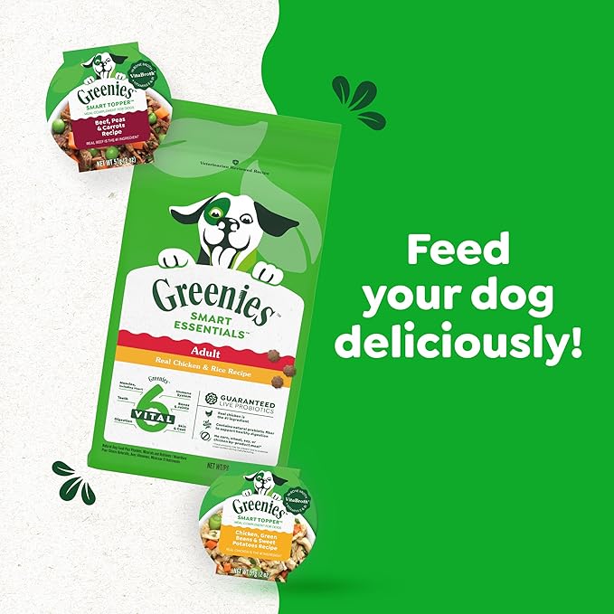 Greenies Smart Topper High Protein Wet Mix-in for Dogs, Beef, Peas & Carrots Recipe in Vitabroth™ Broth - Bone Broth + Vitamins E & B1, Pack of 10