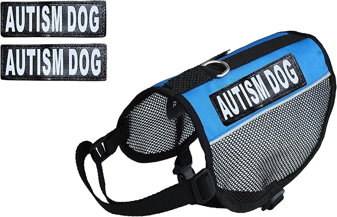 Autism Service Dog mesh Vest Harness Cool Comfort Nylon for Dogs Small Medium Large Purchase Comes with 2 Reflective Autism Removable Patches. Please Measure Your Dog Before Ordering