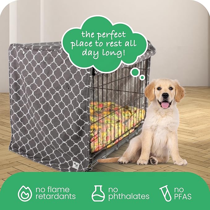Molly Mutt Clark Gable Dog Crate Cover, 100% Cotton Canvas Cover with 2 Roll-Up Panels, Ideal for Dog or Cat Crate, Durable, Washable, and Free of Harmful Chemicals, 42" x 28" x 31"