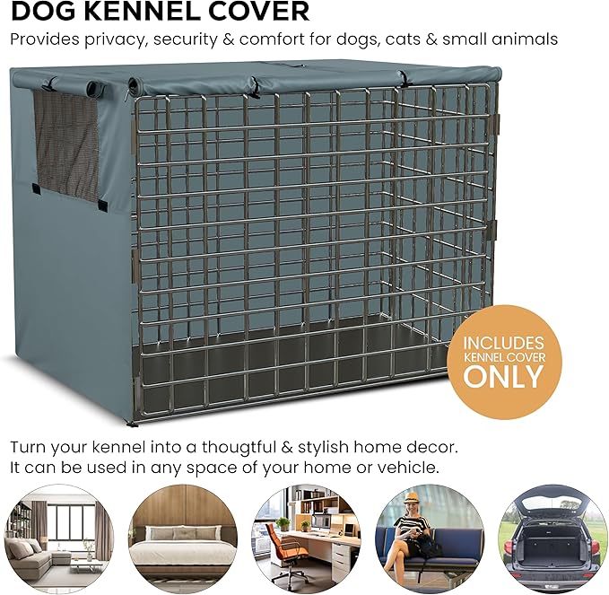 Utopia Home Dog Crate Cover, Waterproof Dog Kennel Cover 42 Inch - Gray, 600D Heavy Duty Dog Cage Cover Universal Fit for Most Wire Pet Crates - 42 x 28 x 30 Inch (Cover Only)