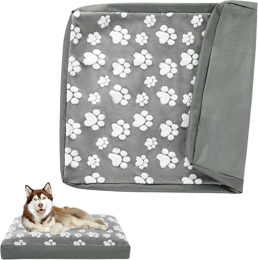 BALAPET Dog Bed Covers,Waterproof Dog Bed Cover Pet Bed Cover with Lovely Dog Paw Print and Double-Sided Usable Design Replacement Machine Washable Pet Hair Easy to Remove,Cover Only(Gray,40*30*4in)