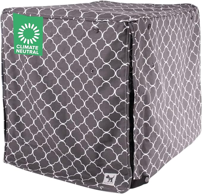 Molly Mutt Clark Gable Dog Crate Cover, 100% Cotton Canvas Cover with 2 Roll-Up Panels, Ideal for Dog or Cat Crate, Durable, Washable, and Free of Harmful Chemicals, 42" x 28" x 31"