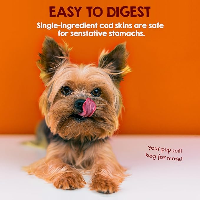 Riley's Cod Skins for Dogs - Air Dried Single Ingredient Dog Treats - Long, Hand Wrapped Cod Skin Dog Treats - Sustainably Caught in Iceland - 2 Pack 10 inch Chew Sticks