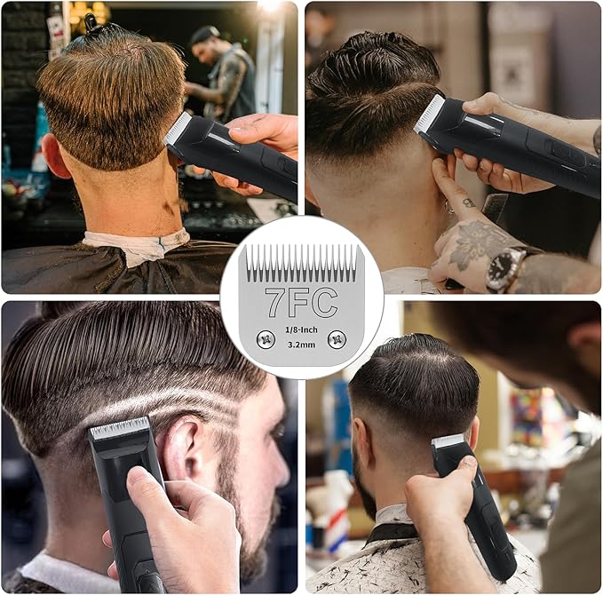 7FC Detachable Pet Clipper Replacement Blades Compatible with Andis/Oster A5/Wahl KM10 Series Dog Clipper,Made of Ceramic Blade & Stainless Steel Blade,Size 7FC Cut Length 1/8-Inch（2 Pack）