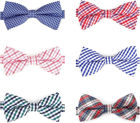Segarty Dog Bow Tie, 6 PCS Bowties Dog Collar Bulk Holiday Cat Collar Grooming Bows for Pet Festival Party Puppy Photography Neck Wear Gift, Cute and Plaid Patterned