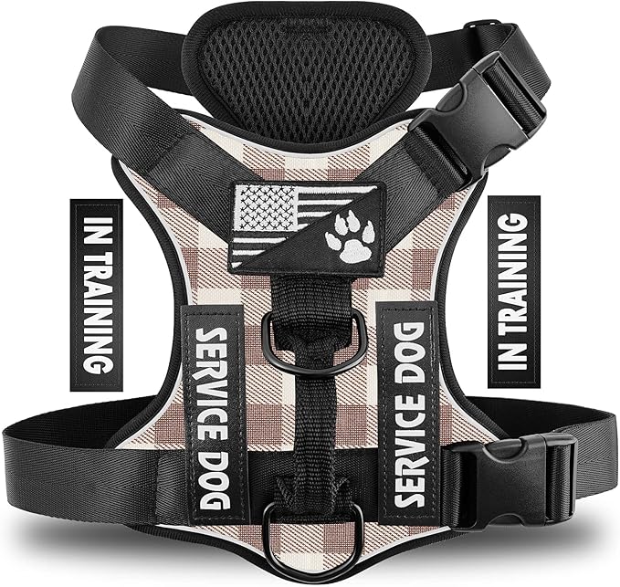 Demigreat Service Dog Harness, Reflective Dog Vest Harness with 5 PCS Patches, Adjustable Soft Oxford Pet Harness, Inner Layer Mesh, Easy to Control for Dogs