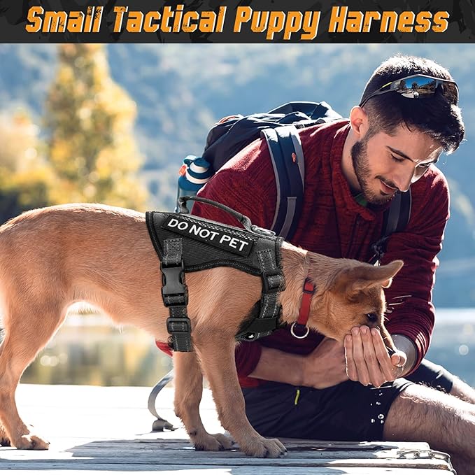 Tactical Dog Harness for Small Dogs, Breathable Mesh Dog Vest Tactical Puppy Harness with Handle, Reflective Military Dog Vests Harness for Outdoor Training Walking