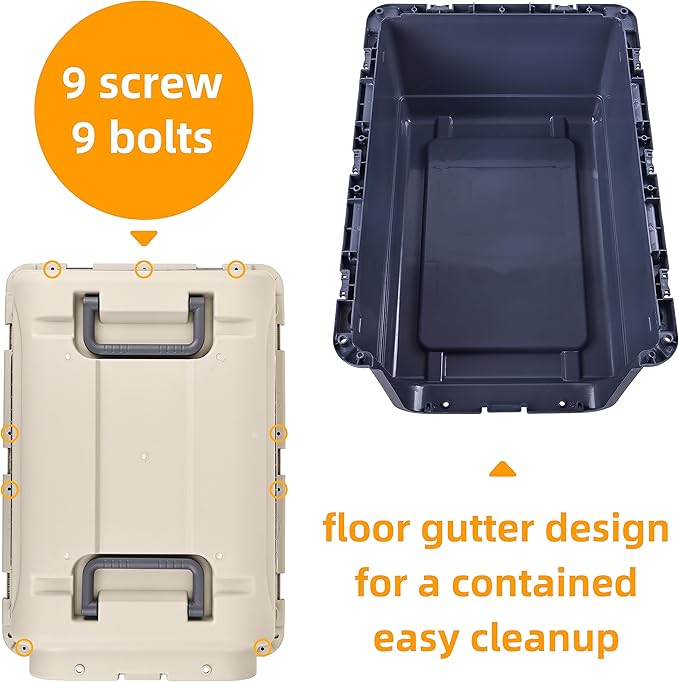 Plastic Kennels Pet Carrier Rolling Plastic Airline Approved Wire Door Travel Dog Crate, Large (30.7" L x 21.3" W x 22.8" H)