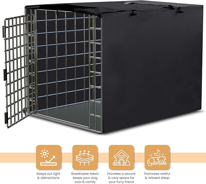 Utopia Home Dog Crate Cover, Waterproof Dog Kennel Cover 36 Inch - Black, 600D Heavy Duty Dog Cage Cover Universal Fit for Most Wire Pet Crates - 36 x 23 x 25 Inch (Cover Only)