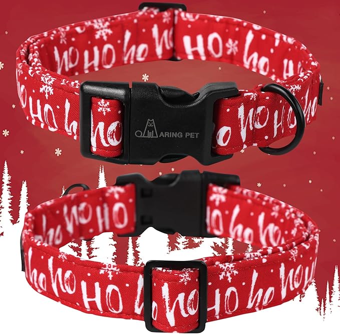 ARING PET Christmas Dog Collar Cute Red Snowflakes Dog Collar, Adjustable Cotton Christmas Dog Collars Puppy Collar for Small Medium Large Dogs