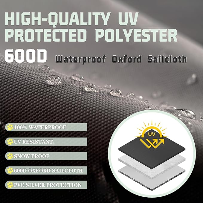 Outdoor Dog Black Cover Half Coverage for 8'Dx4'Wx6'H 600D Heavy Duty Waterproof Kennel Covers for Dog Cages(Cover Only)