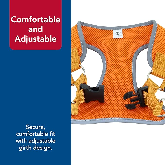 Coastal Pet Comfort Soft Reflective Wrap Adjustable Dog Harness - No-Pull Dog Harness for Small & Large Dogs - Sunset Orange - 1" x 28"–36"