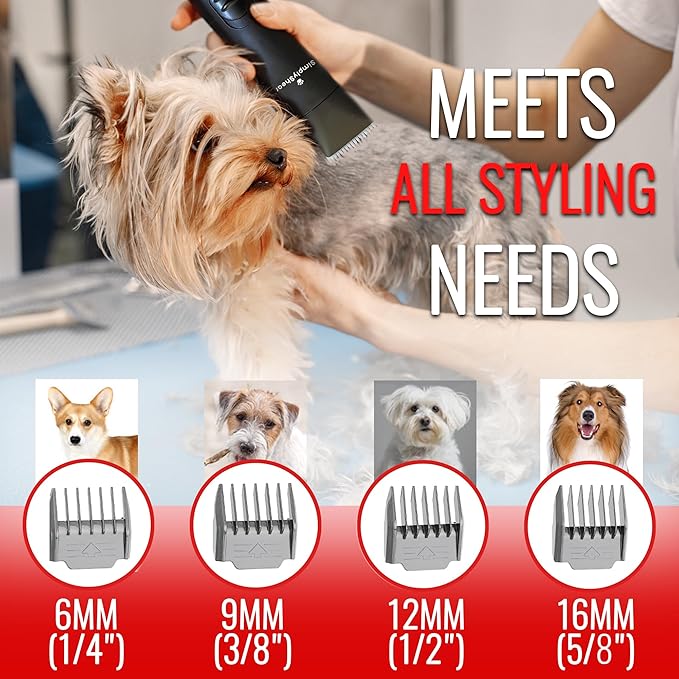 Premium Dog Clippers for Grooming, High-Performance 2-Speed Corded Shears for Thick Coats & Matted Hair, Quiet Dog Grooming Kit