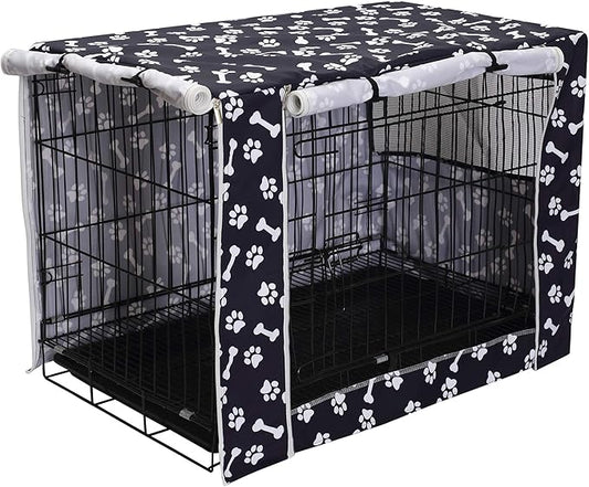 Geyecete Large Dog Crate Cover Fits 24-48 Inch, Black, 48 Inch (Cover Only, Crate Not Included)