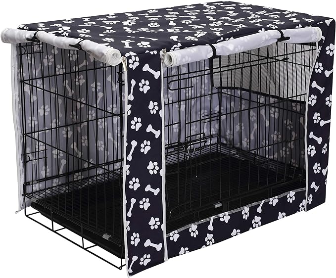 Geyecete Large Dog Crate Covers Fits 24inch-48inch Dog Crates for Small Medium Large Dogs Dog Crate Bed Dog Crate with Cover - Cover only(Crate Not Included)-Black-42