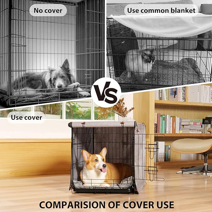 Dog Crate Cover, 600D Oxford Waterproof Kennel Cover Fits for 36 Inches Wire Crate Dog Cage, Grey