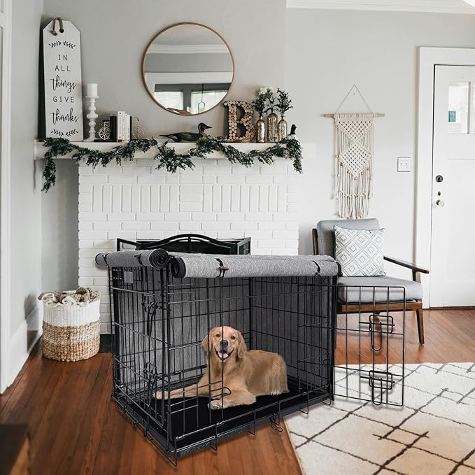 Dog Crate Cover, 600D Oxford Waterproof Kennel Cover Fits for 36 Inches Wire Crate Dog Cage, Grey