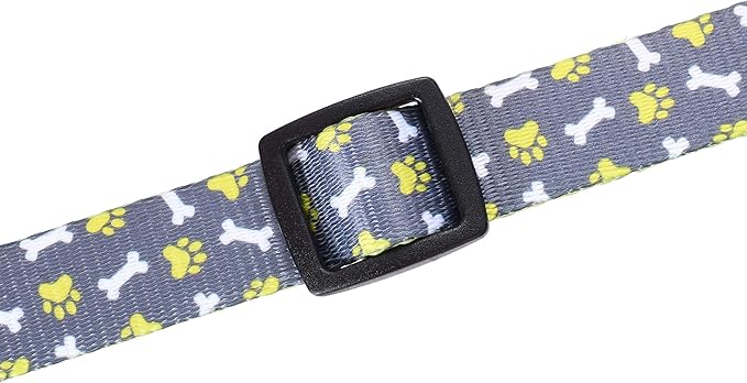 Mile High Life Dog Collar | Cute Puppy Collars | Lightweight Girl Dog Collar | Soft Boy Dog Collars | w Paws Bones Mustache Pattern (Gray, Large)