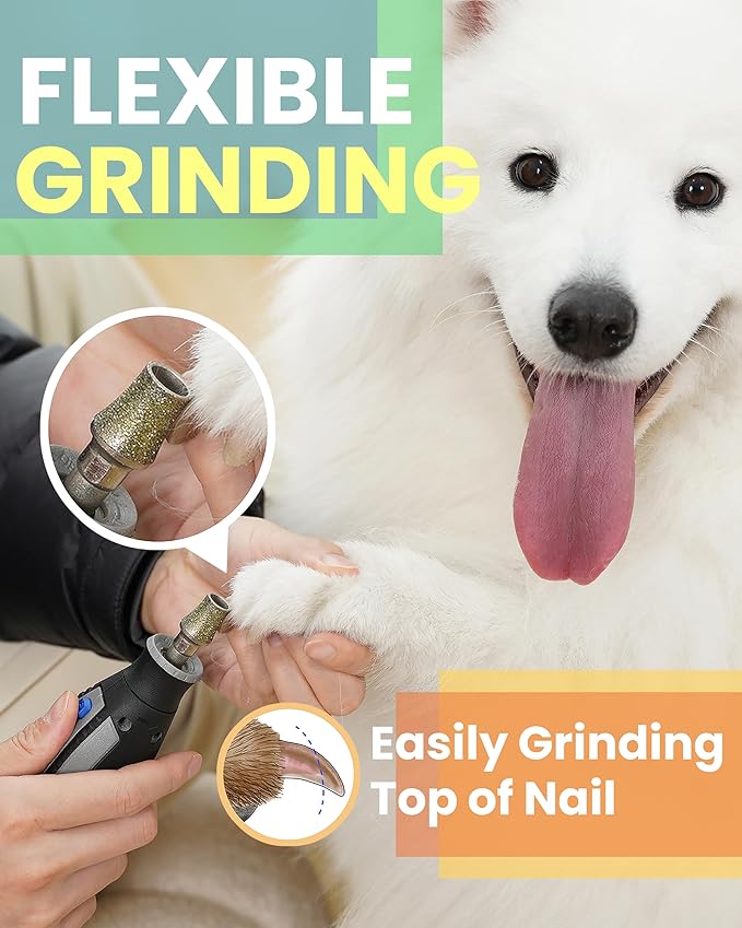 Diamond Dog Nail Grinder Attachment, Diamond Rotory Bit for Dogs&Pets Nail Care, Made for Dremel Grinder for Animals Nail Care & Home Grinder Tools, Samoyed, Fast-grit