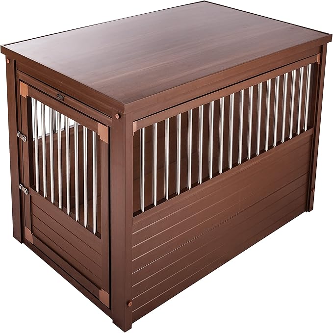 New Age Pet® ECOFLEX® Dog Crate End Table - Furniture-Style Pet Crate for Crate Trained Dogs - Stainless Steel Tubing & a Latched Closure - 10 Year Manufacturer's Warranty