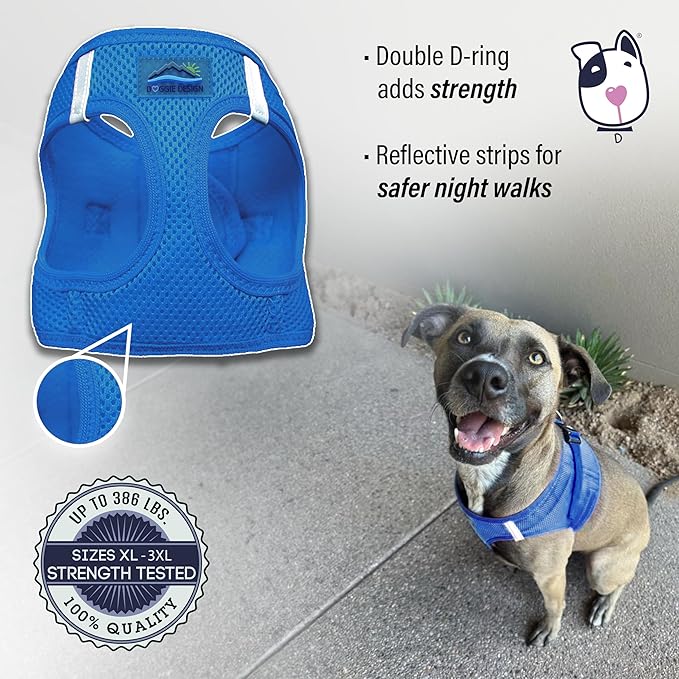 Doggie Design Dog Harness - No Choke Dog Harness, Dog Vest, Mesh Polyester, Pet Harness, Simple Step in and Go Design, Harness for Dog - Cobalt Blue, XL