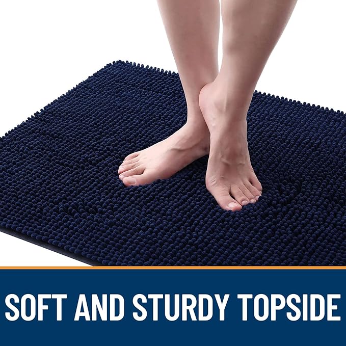 OLANLY Dog Door Mat for Muddy Paws 59x24, Absorbs Moisture and Dirt, Absorbent Non-Slip Washable Mat, Quick Dry Chenille, Mud Mat for Dogs, Entry Indoor Door Mat for Inside Floor, Navy Blue