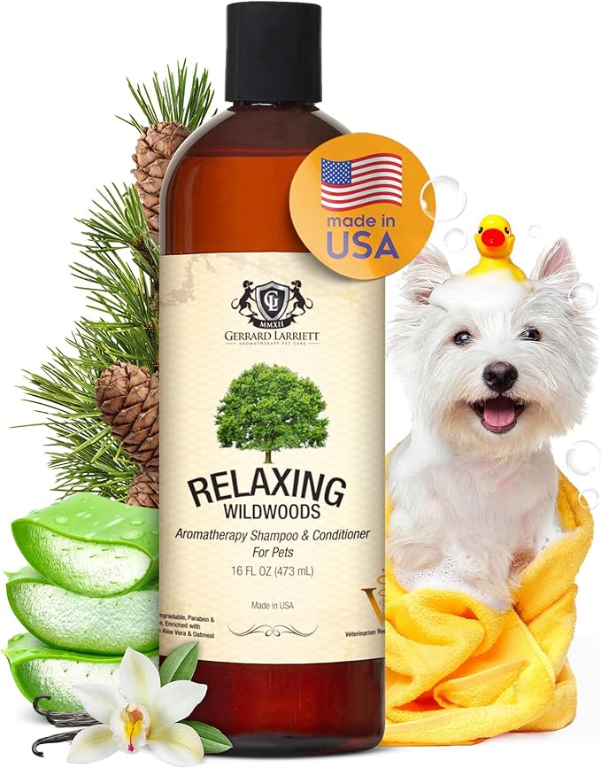 Dog Shampoo and Conditioner Relaxing Wildwoods 16 Fl Oz - Dog Shampoo Itchy Skin Relief, Aromatherapy Natural Dog Shampoo for Smelly Dogs with Aloe Vera & Oatmeal Shampoo for Dogs by Gerrard Larriett