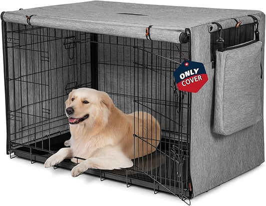 600D Dog Crate Cover, Waterproof Pet Kennel Cover with Storage Bag Fit for 30 Inch Wire Crate Dog Cage, 30 Inches, Gray