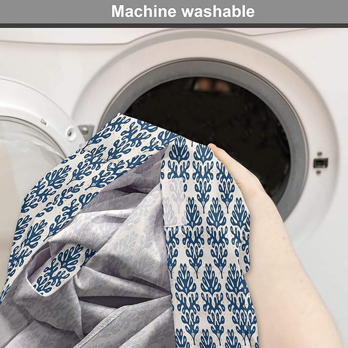 Lunarable Contemporary Blue Dog Crate Cover, Abstract Coral Inspired Motifs with Dots Around, Easy to Use Pet Kennel Cover for Medium Large Dogs, 42 Inch, Pale Eggshell Night Blue