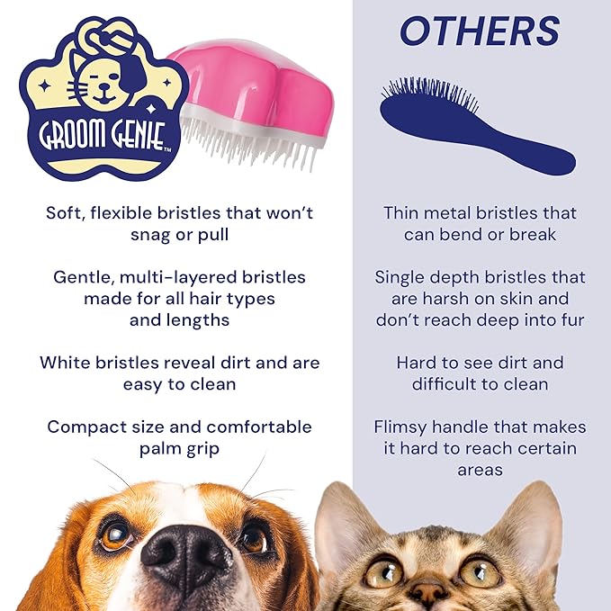 Large 5" Dog Pet Hair Massaging Brush Grooming Tool for Cats Dogs Long or Short Hair Raspberry Pink