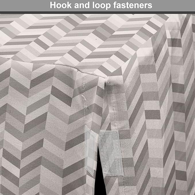Lunarable Chevron Dog Crate Cover, Monochrome Stripes 3 Dimensional Pattern Geometric Chevron Design Abstract, Easy to Use Pet Kennel Cover for Small Dogs Puppies Kittens, 18 Inch, Taupe and Grey