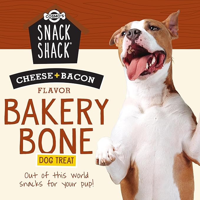 Cosmo's Snack Shack Cheese and Bacon Bakery Bone - All Natural Dog Treat - Made in USA (24 Count Pack of 1)
