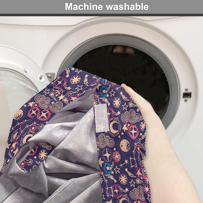 Lunarable Hipster Dog Crate Cover, Hand Drawn Starry Scene of Constellation Crescent Space-Themed Layout, Easy to Use Pet Kennel Cover for Cats & Medium Dogs, 30 Inch, Navy Blue and Multicolor