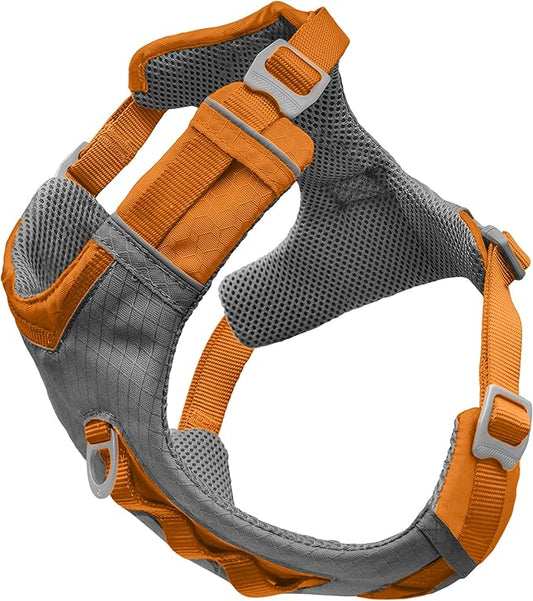 Kurgo Journey Air Dog Harness, Vest Harnesses for Dogs, Pet Hiking Harness for Running & Walking, Reflective, Padded, Includes Control Handle, No Pull Front Clip (Orange, Medium)