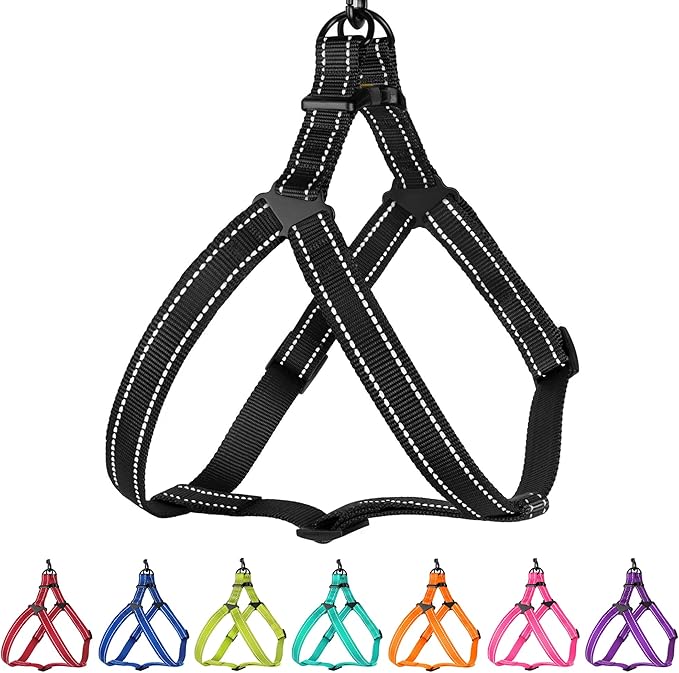 CollarDirect Reflective Dog Harness Step in Small Medium Large for Outdoor Walking, Comfort Adjustable Harnesses for Dogs Puppy Pink Black Red Purple Mint Green Orange Blue (Small, Black)