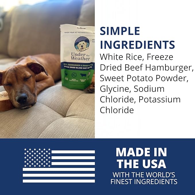 Under the Weather Bland Diet for Dogs | Easy to Digest for Sick Dogs |Always Be Ready| Contains Electrolytes - Natural Freeze Dried 100% Human Grade Meats| 2 Pack- Rice, Hamburger & Sweet Potato - 6oz
