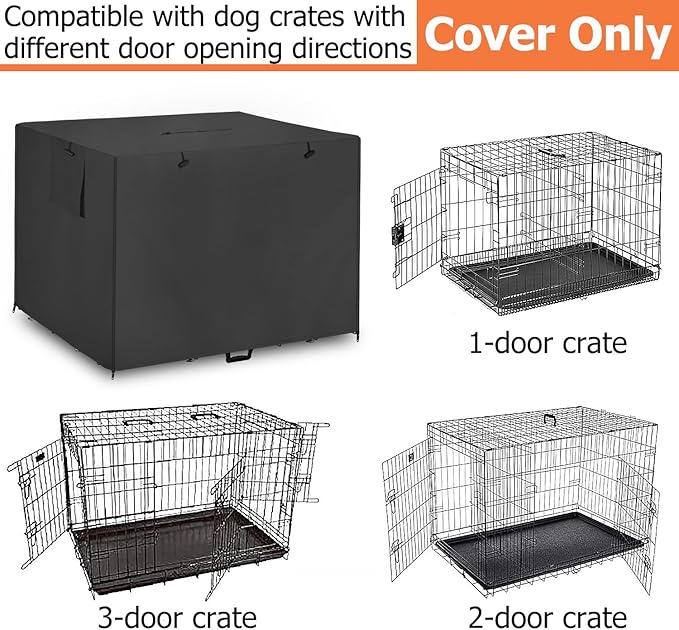 36 Inch Wire Dog Crate Cover,Durable Windproof Privacy Polyester Pet Kennel Covers,Breathable Blackout Cover for 1/2/3 Door Dog Cage. (36" L x 23" W x 25" H,Black)