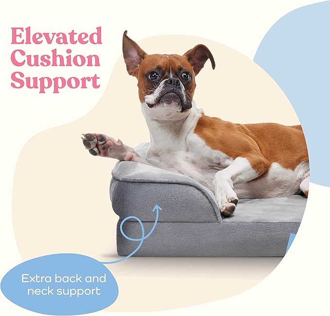 Orthopedic Sofa Dog Bed - Ultra Comfortable Dog Bed for Large Dogs - Breathable & Waterproof Pet Bed- Egg Foam Sofa Bed with Extra Head and Neck Support - (XX-Large, Gray)