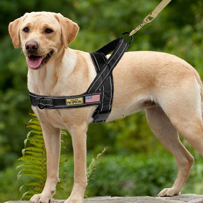 PET ARTIST Soft Flannel Padded No Pull Dog Tactical Harness for Medium Large Dog,Quick Fit Reflective Strip Escape Proof Dog Vest Harness